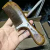 16-20cm pente de madeira de sândalo dourado madeira maciça dentes densos cabo lua grande dentes finos gravação pente de leite antigo dentes densos cabo redondo duplo curvo