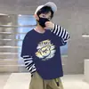 Camiseta Infantil Masculina Estilosa com Estampa de Desenho Manga Longa Roupa para Primavera e Outono Bebê Menino Algodão Puro Casual Camada Interna Camada Base Top