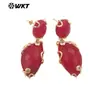WT-E751 Multicolor Natural Color Opcional Piedra Preciosa Amatista Piedra Destello Doble Piedra Pendientes Clásicos de Banquete para Mujer