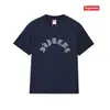 Camiseta de Algodón Pesado Moda Americana Transfronteriza Estampado de Letras Supreme Cuello Redondo Manga Corta Unisex Holgada Casual para Hombres y Mujeres