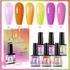 Set de 6 colores populares de pegamento para esmalte de uñas, serie transparente de temporada, set pequeño de colores populares, set de pegamento para fototerapia.
