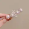 Pinza para el Cabello con Forma de Flor y Lazo de Cristal Perla Rosa Súper Hada, Pinza Curva, Pinza para Flequillo, Pinza de Pato de Gama Alta, Pasador, Accesorio para el Cabello