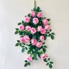 Revestimiento de pared de enredadera de rosas artificiales de alta gama y realista, adecuado para decorar paredes de sala de estar, con follaje y enredaderas de flores artificiales, incluyendo plantas colgantes