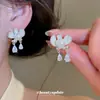 Brincos de Agulha Prata com Estilo Cool e Elegante, Brincos de Franja Flor de Prata para Mulheres, Luxo Leve com Sensação de Alta Qualidade, Brincos de Tarraxa Muito Bonitos e Estilosos