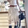 Falda Blanca de Lunares con Volantes, Falda Irregular de Longitud Media para Mujer, Falda de Línea A con Diseño Suave Retro de Primavera