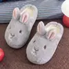 Zapatillas de algodón para mujer con forma de cabeza de conejito de dibujos animados, lechosas y esponjosas, para invierno, orejas 3D, forradas de felpa, engrosadas, para interior, estilo niña, zapatillas peludas
