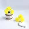 Cabeza de flor de rosa artificial de 3 pétalos, flor falsa, flor de seda, material para manualidades DIY, tocado Hanfu, decoración floral para sala de estar
