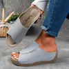 Sandalias de cuña de una tira de talla grande 43, suela gruesa, punta abierta, importación, para playa, exteriores, estilo balancín, verano 2025