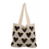 Bolso de punto nuevo, fresco y lindo en forma de corazón, bolso artístico simple y elegante, bolso tote de gran capacidad, bolso de hombro versátil
