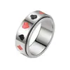 Patrón de Cartas de Poker de Picas, Corazones, Ciruelas y Diamantes Anillo Giratorio de Acero de Titanio Joyería Transfronteriza al por Mayor en Stock