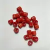 Contas Resina 8*10mm Cilíndricas Peroladas Vermelhas com Furo Grande para DIY em Acessórios de Sapato e Bolsa, Cadarços, Bolsas, Pulseiras e Componentes para Montagem de Contas