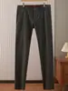 Calça Casual Modal com Etiqueta Cortada 9Mujia para Homens, Primavera e Outono, Cintura Média, Corte Reto, Cor Sólida, Calça Longa Levemente Elástica para Homens 44811