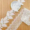 Encaje Soluble en Agua en Stock, Bordado de Poliéster con Borlas y Diseños de Hojas, Encaje para Decoración del Hogar, Venta Directa del Fabricante