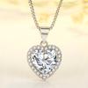 Nuevo Estilo Elegante Combinable Coreano Diamante Blanco Moissanita Colgante en Forma de Corazón Collar de Clavícula de Moda para Mujer