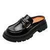 Primavera 2023 Caliente Superior Nuevo Zapatos sin Talón Baotou Suela Gruesa Sandalias y Pantuflas de Abrigo Zapatos de Cuero Estilo Británico para Mujer