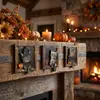 Ímã de geladeira de madeira de camada dupla criativo de gato de Halloween estilo vintage decoração de casa decoração magnética criativa