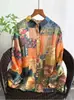 Camisa de Lino con Estampado Floral Digital, Manga Larga, Cuello Camisero, Estilo Nuevo Primavera-Verano, Holgada y Versátil, Venta al por Mayor