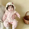 Macacão de bebê para o outono, macacão de princesa super fofo e doce para bebês meninas, casaco de dupla camada para primavera e outono