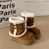 Botines de felpa con suela gruesa, nuevos de invierno 2026 para mujer, cálidos, forrados de felpa, con correa de doble hebilla extraíble, botas de algodón