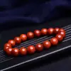 Pulsera de Ágata Roja del Sur de Baoshan, Sichuan, 108 Cuentas Redondas, Cuentas Rojas de Yunnan y Sichuan, Rojo Caqui, Pulseras para Hombres y Mujeres