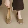 Zapatos de una sola pieza para mujer, estilo retro casual, punta redonda, lazo, huecos, boca poco profunda, suela gruesa, sin cordones, para ir al trabajo y uso versátil