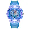 Reloj para niños de estudiante nuevo al por mayor de plástico de princesa de hielo y nieve dibujos animados luminosos comercio electrónico transfronterizo generación