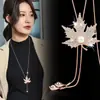 Moda Estilo Japonês e Coreano Versátil Corrente de Lã Feminina Outono e Inverno Longo Leve Luxo Alto Padrão Puxar Colar Simples Sem Cor Acessórios