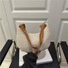 Bolsa de Palha Tecida Estilo Coreano para Mulheres Verão 2025 Nova Moda Retro Bolsa de Palha Grande Capacidade Ombro Único Portátil Bolsa de Axila