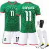 26 México Casa Nº. 14 Camisa 11 Jimenez 9 Raul Camisa de Futebol Camisa Infantil Adulto