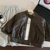 Chico de Cine Chaqueta de Cuero Guapa Chaqueta de Motocicleta de Otoño Estilo Coreano para Niños Abrigo Versátil Retro Ropa Infantil de Huzhou Zhili