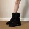 2026 Nuevas Botas Estilo Ballet Francés con Tacón Grueso y Caña Ajustada para Mujer, Botines de Otoño e Invierno con Lazo, Cremallera Lateral y Material Elástico
