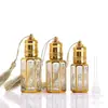 Frasco de Essência Novo Estilo Frasco com Rolo para Perfume Frasco de Vidro Octogonal Galvanizado com Bronzeamento Frasco com Esfera para Massagem e Caminhada Frasco Vazio de Amostra para Viagem