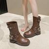 Botas de Vaquero Occidentales, Botas Largas Marrones Estilo Europeo y Americano, Botas Melard para Mujer, Estilo Delgado de Verano, Botas de Montar de Media Caña con Suela Gruesa