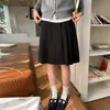 Falda Midi Plisada de Maternidad Falda de Traje Gris para Mujer Primavera/Verano 2026 Estilo Coreano Estilo Académico Falda Media Plisada