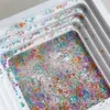 Mini Contas Bolha Coloridas Ornatos para Nail Art Caixa com 12 Compartimentos Caviar Pequenos Diamantes Redondos Decorações de Unhas de Vidro