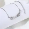Collar para Mujer 2025 Nuevo Transfronterizo Estrella y Luna Luz Lujo Nicho Pendientes de Botón Set de Accesorios Atmosférico de Gama Alta