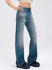 Jeans Vintage Lavado de Cintura Alta, Calças de Moda Feminina de Alta Qualidade Nanyou, Calças Retas Casuais Estilosas de Perna Larga Soltas Atacado