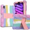 Nueva funda protectora de contraste de color arcoíris para iPad Mini 6 de 8.3 pulgadas 2021, con soporte bicolor y correa para el hombro tres en uno