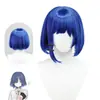 Peluca de Cosplay ACAG Roca Solitaria Cabello Corto Azul Cuero Superior Estilo Femenino Peluca Fresca Yamada