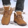 Sapatos Masculinos de Inverno de Cano Médio Tamanho Grande Transfronteiriços Mais Veludo Biqueira Larga Planta Larga Botas de Neve Sapatos de Casal Antiderrapantes Quentes para Exterior de Algodão