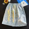 Shorts Florais Tie-Dye de Seda Gelada para Homens, Calça de Cinco Pontos Solta de Verão, Marca da Moda, Shorts de Praia Masculino para Comércio Exterior, Dropshipping