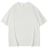 Camiseta Rosa Pesada 300g Algodão Puro Manga Curta para Mulheres, Gola Redonda Casual Solta Tamanho Grande Manga Meia Manga Camisa Base Masculina Top