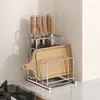 Estante para cuchillos de acero inoxidable 304, estante de almacenamiento de utensilios de cocina, estante para cuchillos, estante para tablas de cortar, estante de almacenamiento multifuncional para tablas de cortar y cuchillos