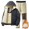 Tallas L-7XL Ropa de Algodón con Grafeno Pantalones de Algodón Conjunto de Dos Piezas Moda de Invierno Conjunto Cálido Ropa de Algodón para Hombre Pantalones de Algodón Conjunto para Hombre
