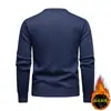 Suéter de Lã Masculino Outono e Inverno Tricô Gola Redonda Cor Sólida Versátil Quente Casual Pulôver Camisa Base para Homens