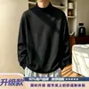 Camiseta térmica de manga larga con cuello medio para hombre, adecuada para otoño, top casual holgado, camiseta versátil de moda