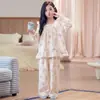 Pijama de Primavera y Otoño Algodón Nube Estilo Dulce Manga Larga Pantalón Largo Niñas Estudiantes de Secundaria Lindos Dibujos Animados Ropa de Casa Conjunto para Niños Grandes