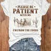 Camiseta Redonda con Estampado de Letras Estilo Occidental, Top Casual de Manga Corta para Mujer de Vacaciones, Ropa para Mujer