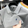 Nueva camiseta de algodón para hombre de verano, casual de negocios, color liso, versátil, elegante, polo con cuello, holgada y transpirable