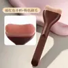 Brocha para Base de Maquillaje Contorno Forma de Lengua, Corrector Sin Marcas, No Absorbe Polvo, Cabeza Plana, Cerdas Suaves, Paleta de Base Curva, Set de Brochas de Maquillaje